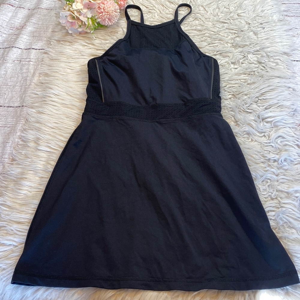 ALALA Black High Neck Laser Cut Tennis Active Dress sz S